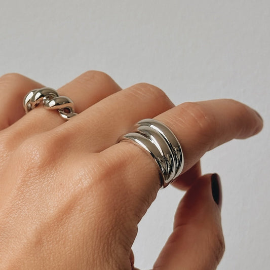 Anillo Líneas Plateado