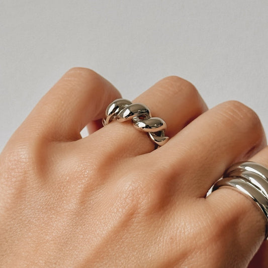 Anillo Croissant Plateado