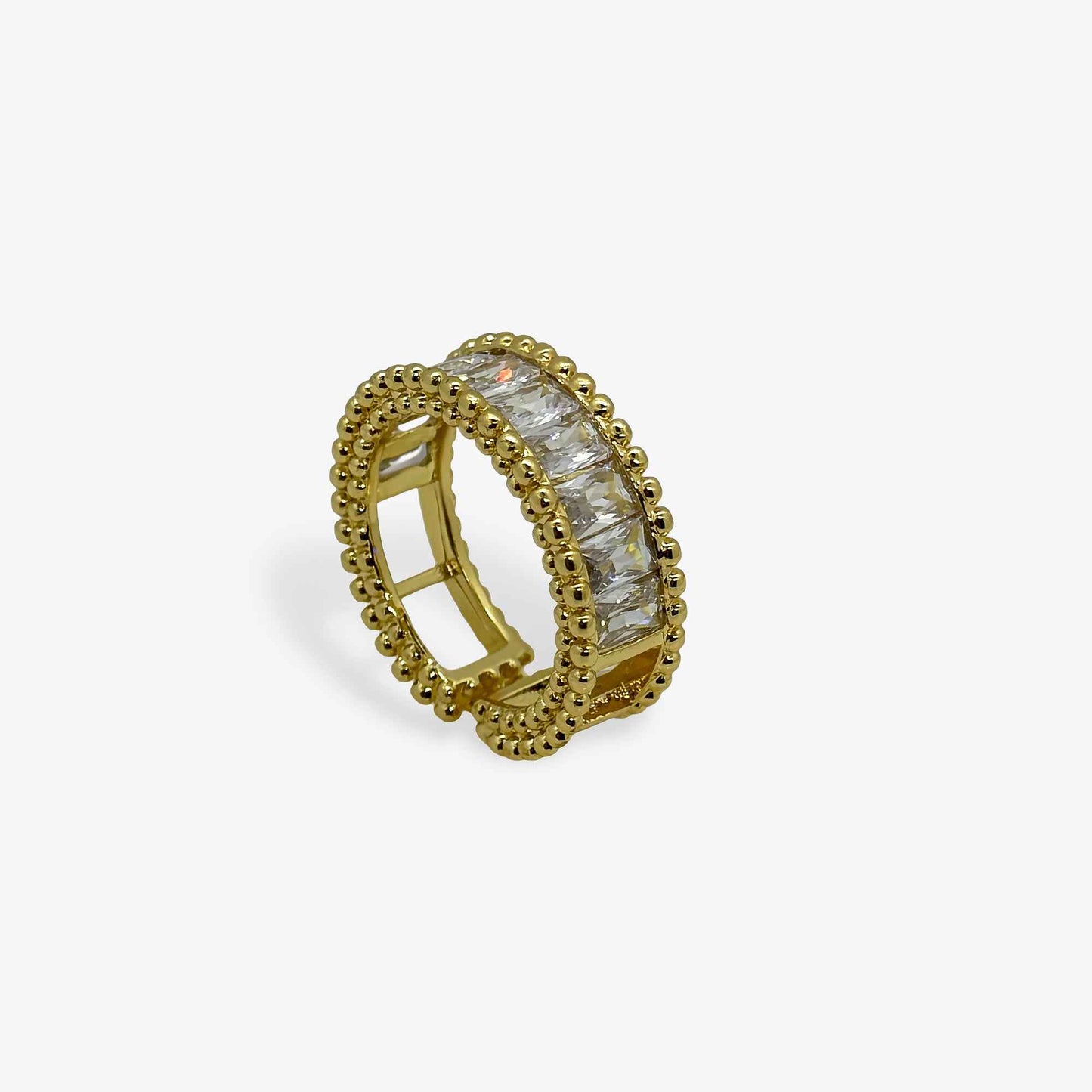 Anillo Dorado con Circonias Baguette
