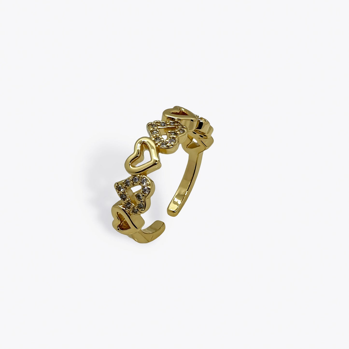Anillo romántico dorado con circonias