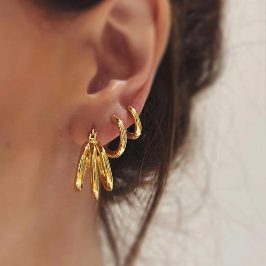 Candongas Triple Aro Doradas