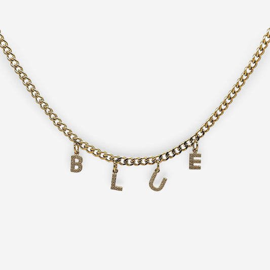 Collar con letras y circonias blancas
