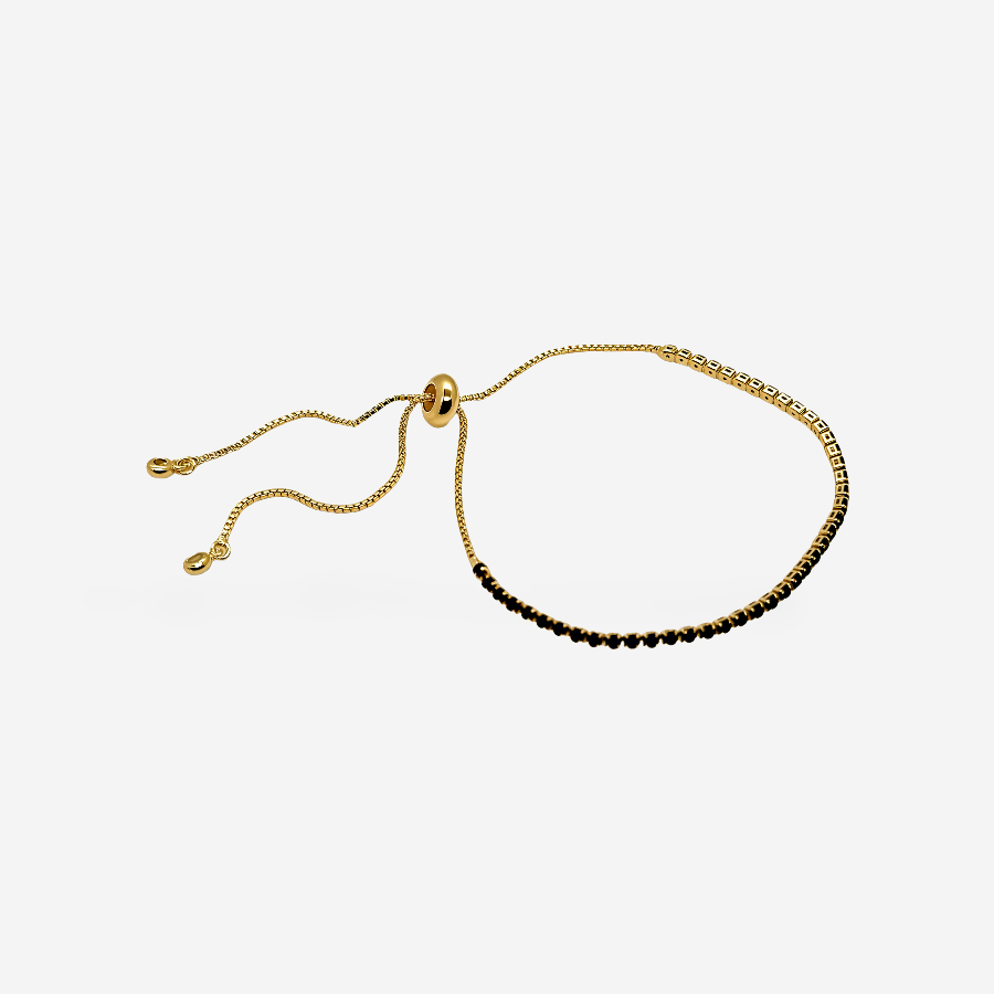 Pulsera ajustable tipo tenis con circonias negras