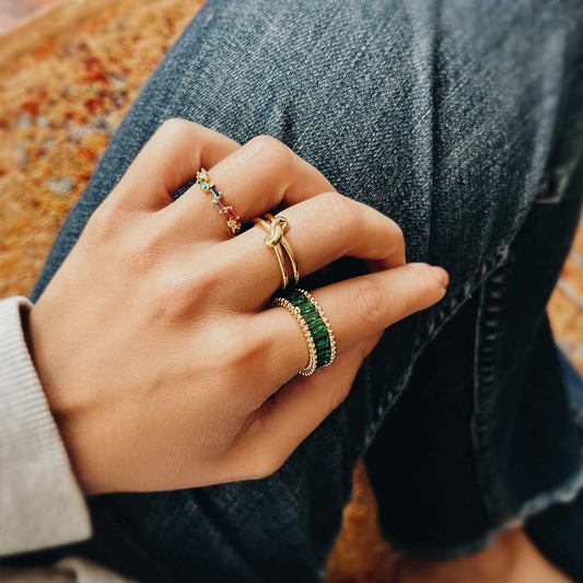 Anillo cinta gruesa verde