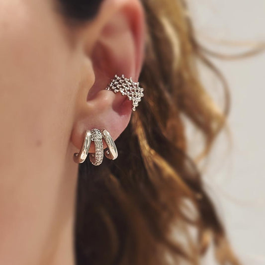 Topitos Triple Aro Plateado