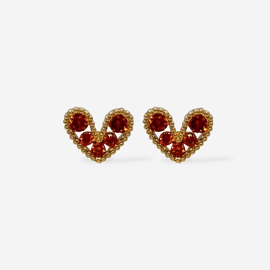 Topitos corazón mini multicolor con incrustaciones naranjas
