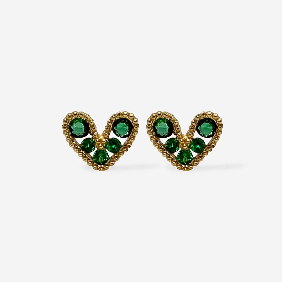 Topitos corazón mini multicolor con incrustaciones verdes