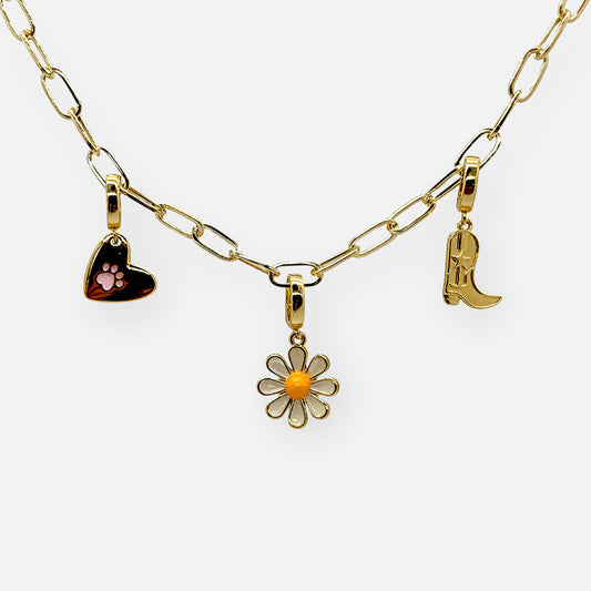 Charm floral con broche intercambiable para collar o pulsera