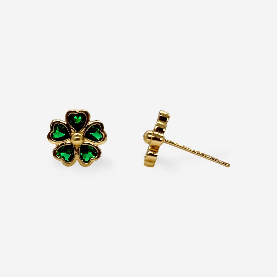 Accesorio mini topitos trébol verde dorados chic