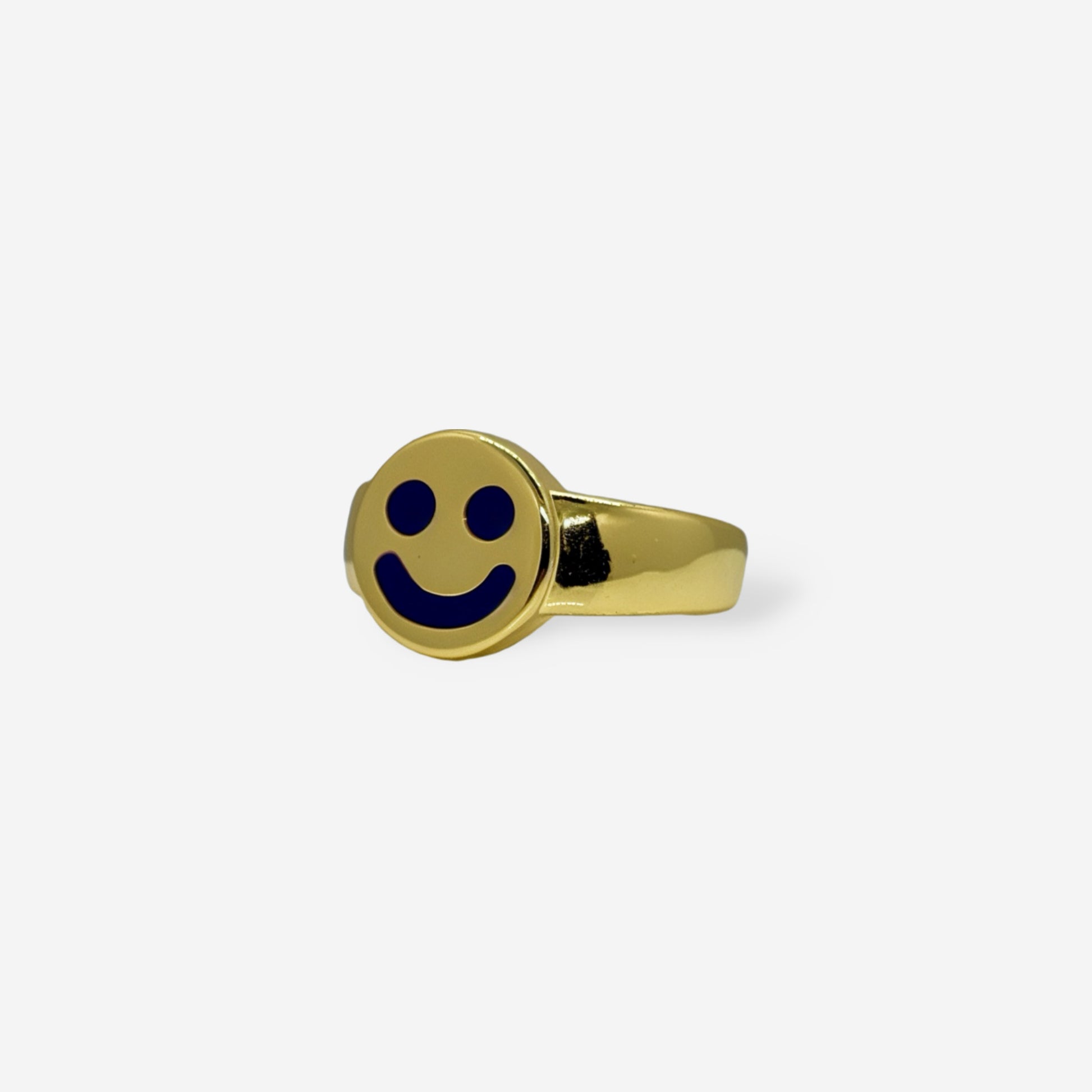 Anillo dorado ajustable con cara feliz
