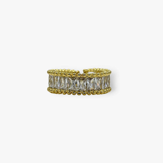 Anillo dorado con circonias corte baguette