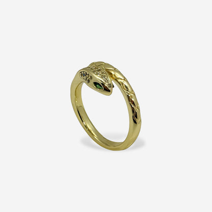 Anillo dorado serpiente con circonias