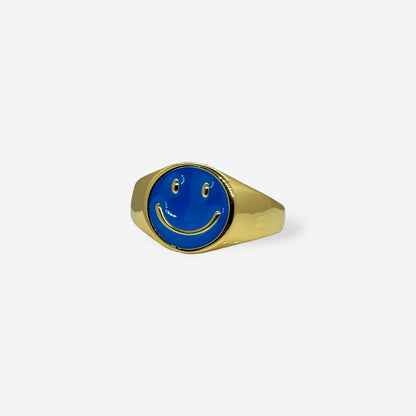 Anillo dorado smiley de colores