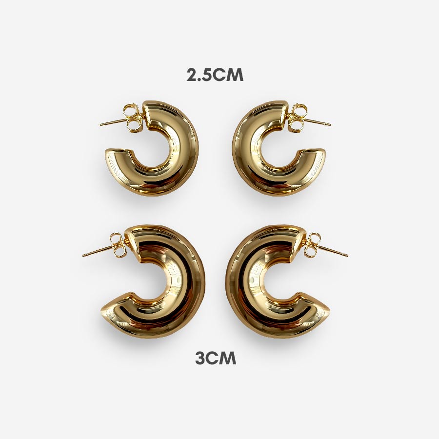 Aretes chunky dorados en forma de candongas