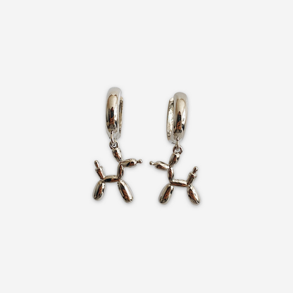 Candongas Perrito Globo Plateadas