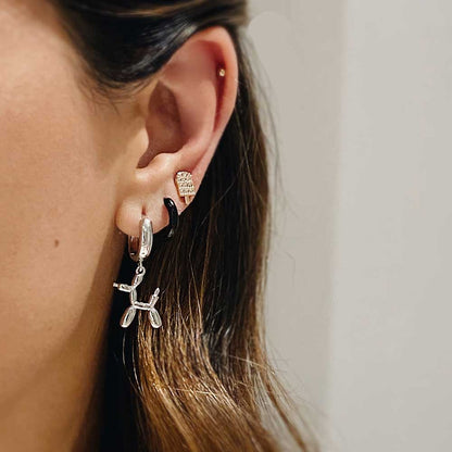 Candongas Perrito Globo Plateadas