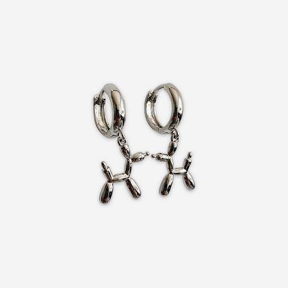 Candongas Perrito Globo Plateadas