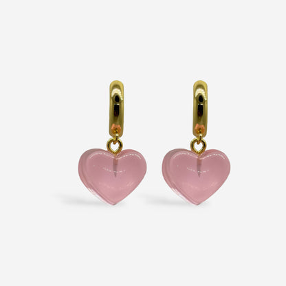 Candongas chunky doradas con corazones brillantes para mujer