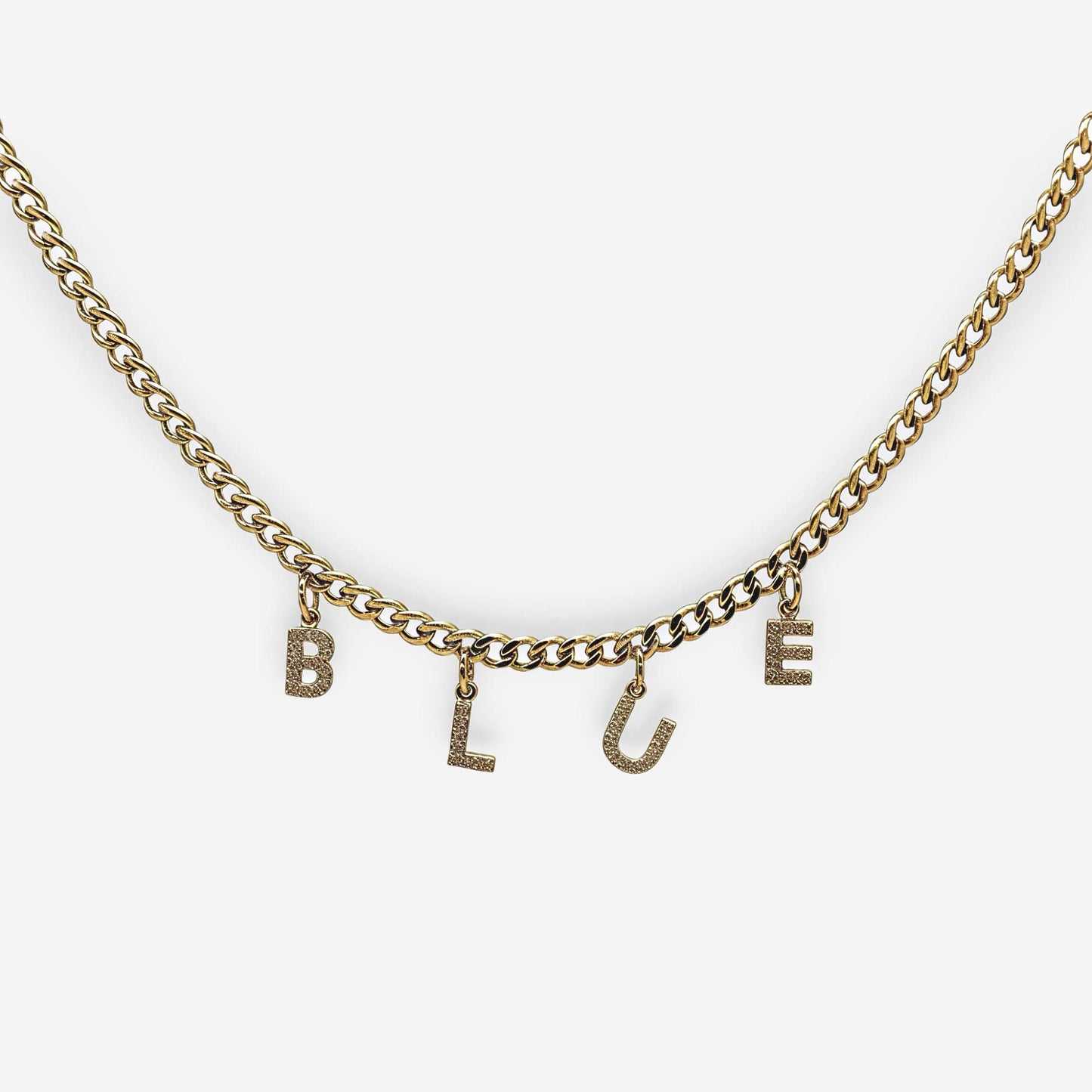 Collar con letras y circonias blancas