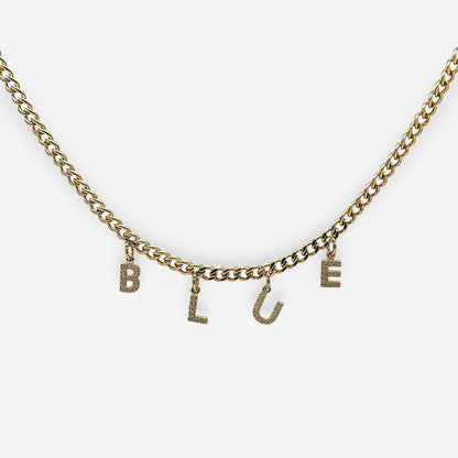 Collar con letras y circonias blancas
