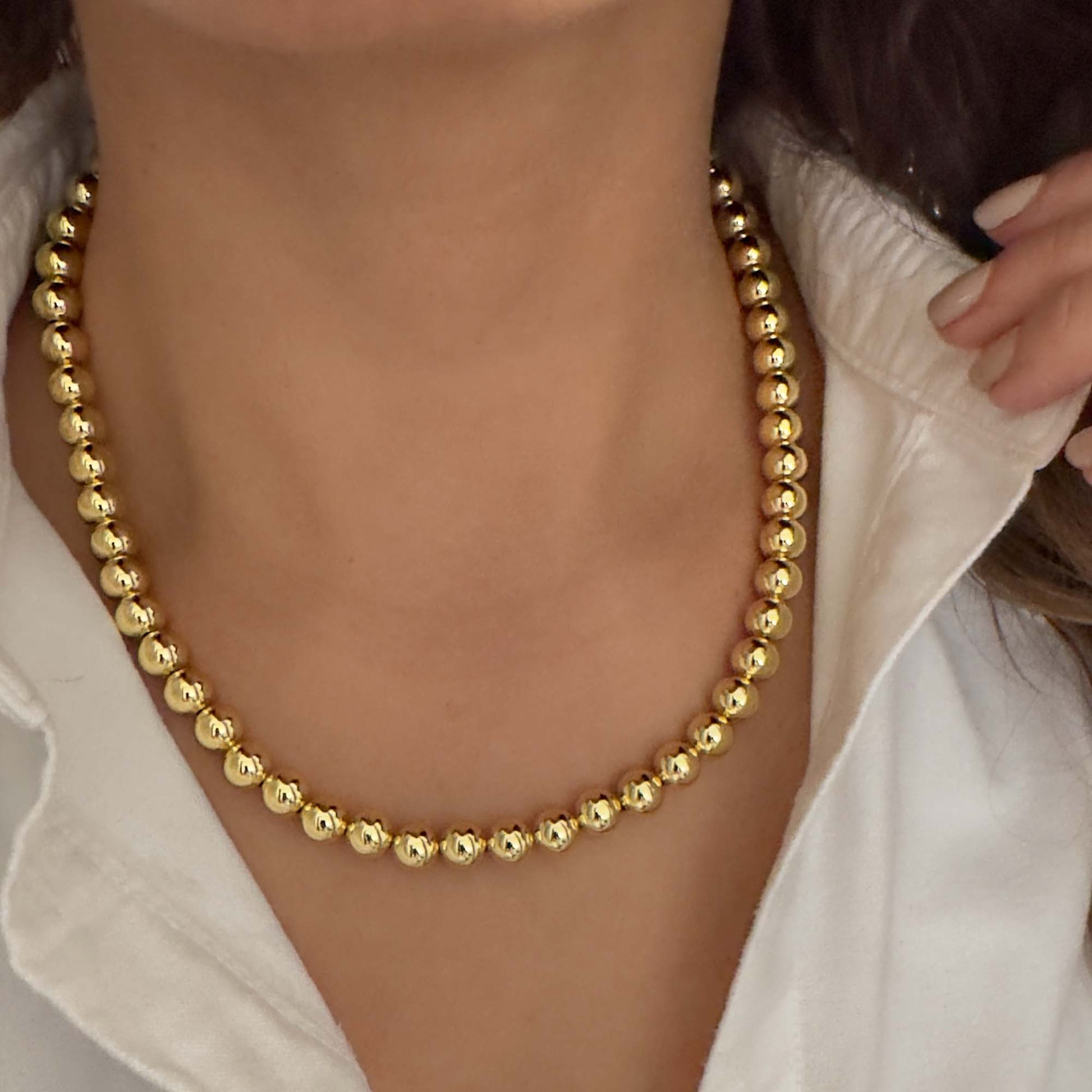 Collar de balines dorado 8mm