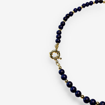 Collar de piedras lapislázuli con baño de oro de 18k