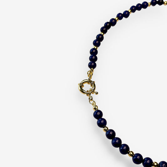 Collar de piedras lapislázuli con baño de oro de 18k