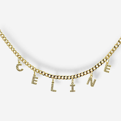 Collar dorado con 5 iniciales brillantes