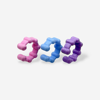 Earcuff Bubble Color para mujer disponible en rosa, azul y lila con diseño voluminoso sin perforación.