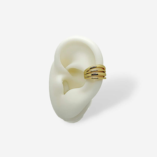 Earcuff dorado de líneas en bronce con baño de oro de 18k
