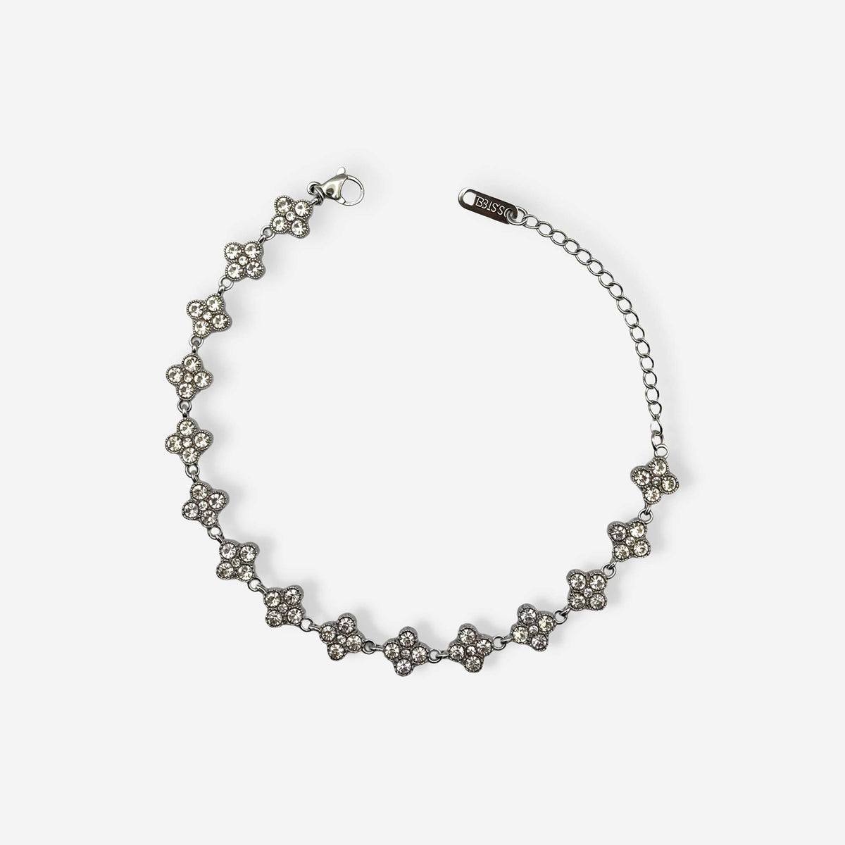 Pulsera de tréboles con circonias sintéticas  blancas