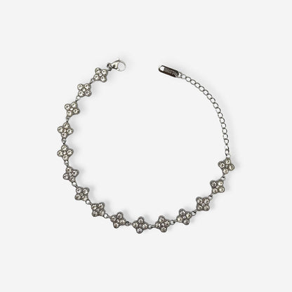 Pulsera de tréboles con circonias sintéticas  blancas