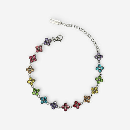 Pulsera de tréboles con circonias sintéticas en cuatro combinaciones de colores