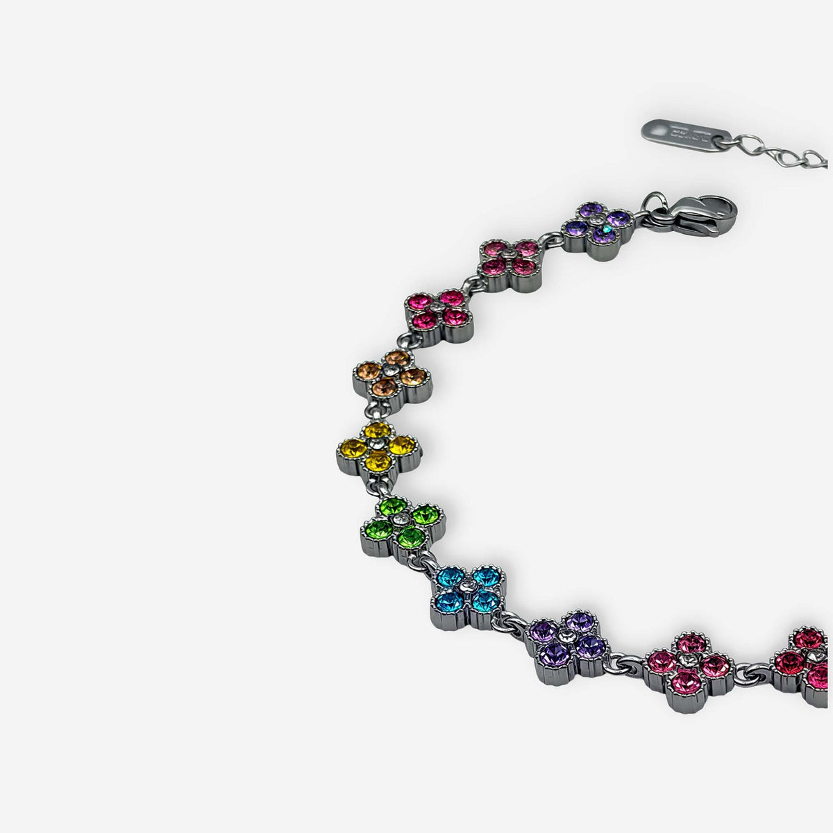 Pulsera en acero con treboles de colores