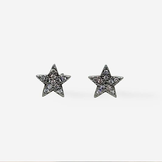 Topitos en forma de estrella plateada con brillo