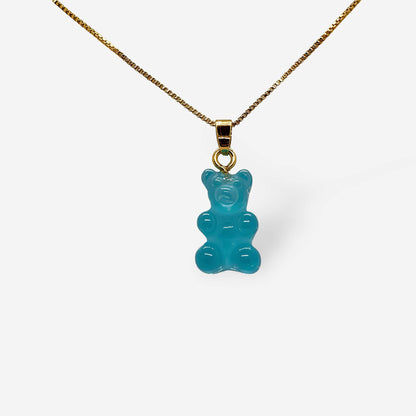 collar dije oso goma azul