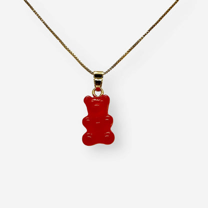 collar-dije-oso-goma-rojo