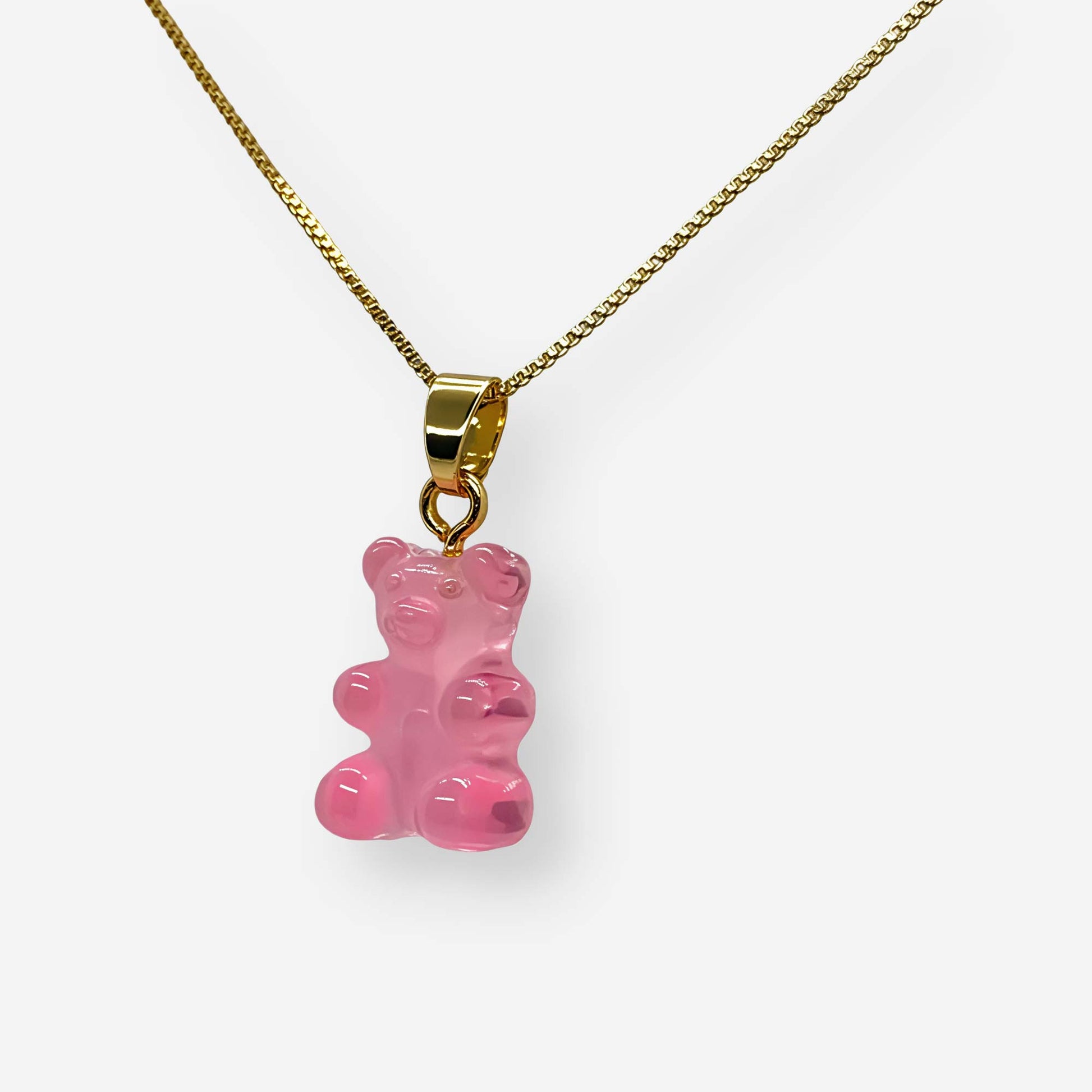 collar dije oso goma rosa