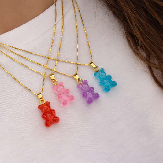 collares con dijes de gummy bears de colores