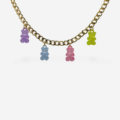 Collar Dorado con Ositos de Colores