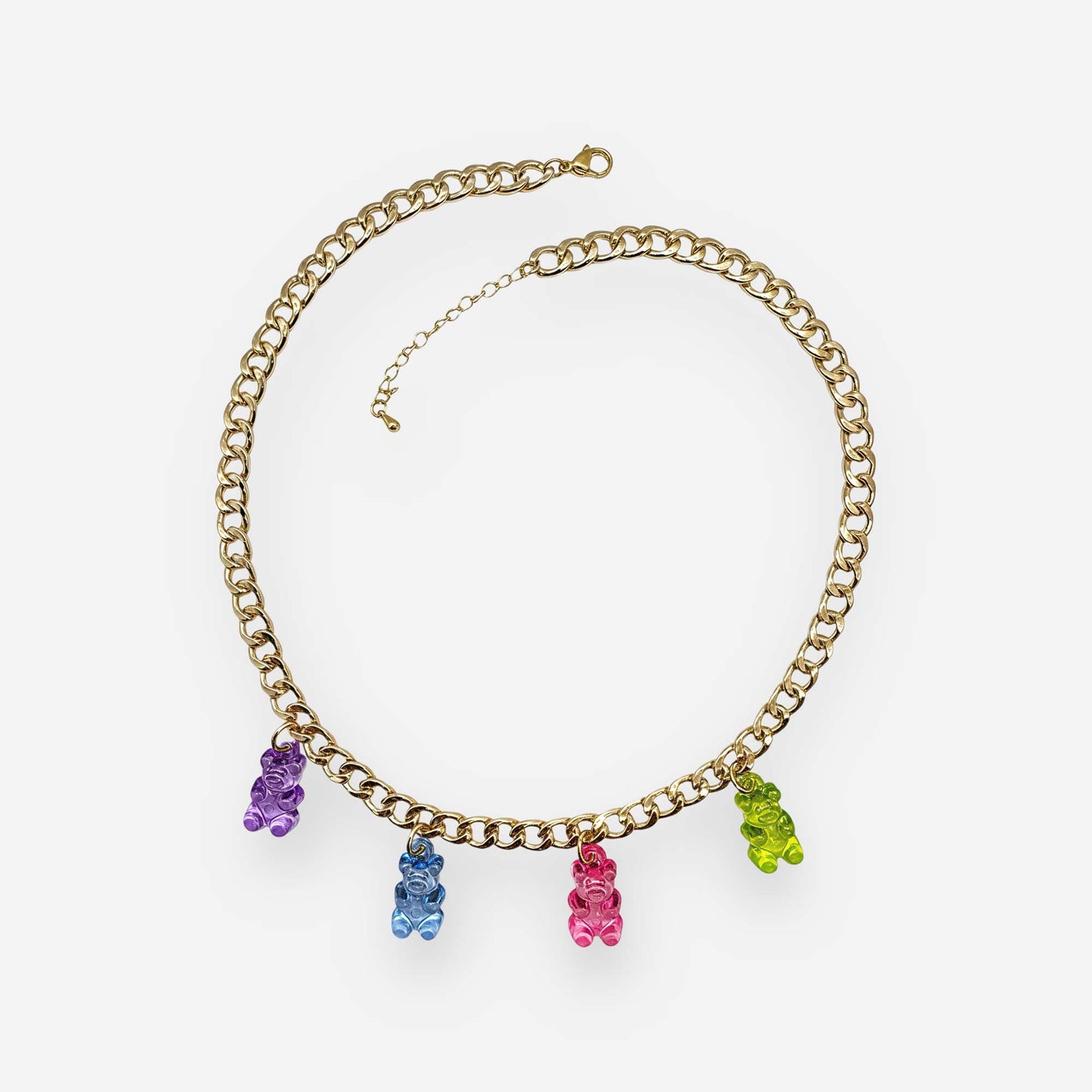 Collar Dorado con Ositos de Colores