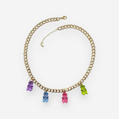 Collar Dorado con Ositos de Colores