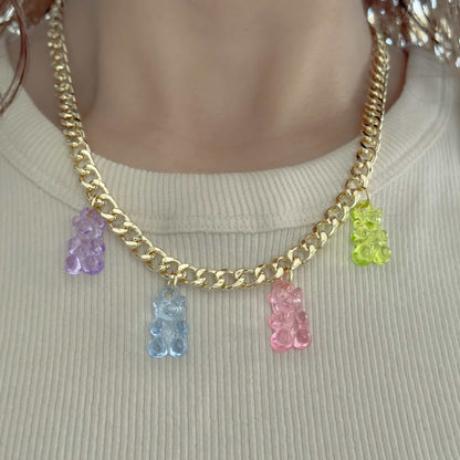 Collar Dorado con Ositos de Colores