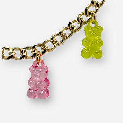 Collar Dorado con Ositos de Colores