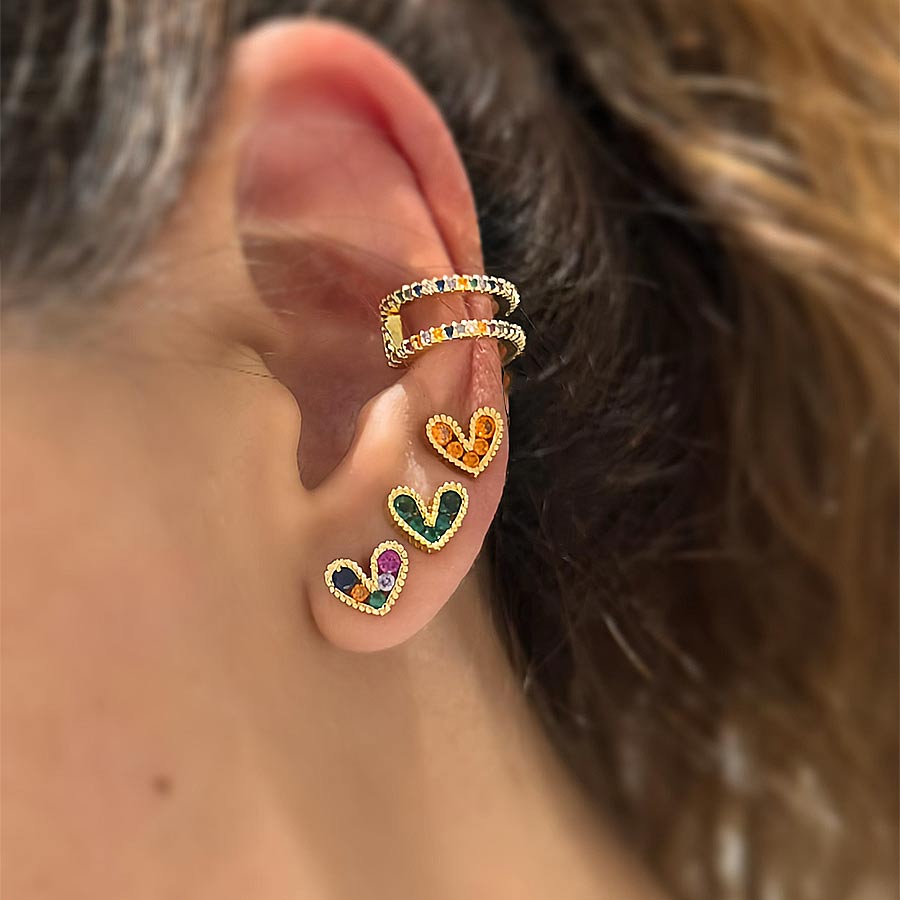 Topitos corazón mini multicolor con incrustaciones brillantes