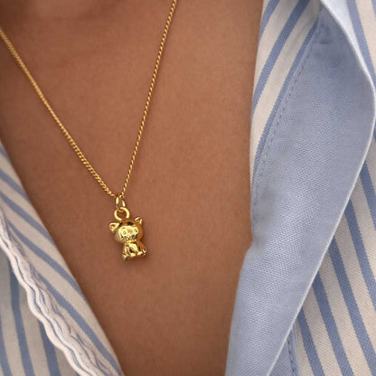 Collar dorado con dije de gatito