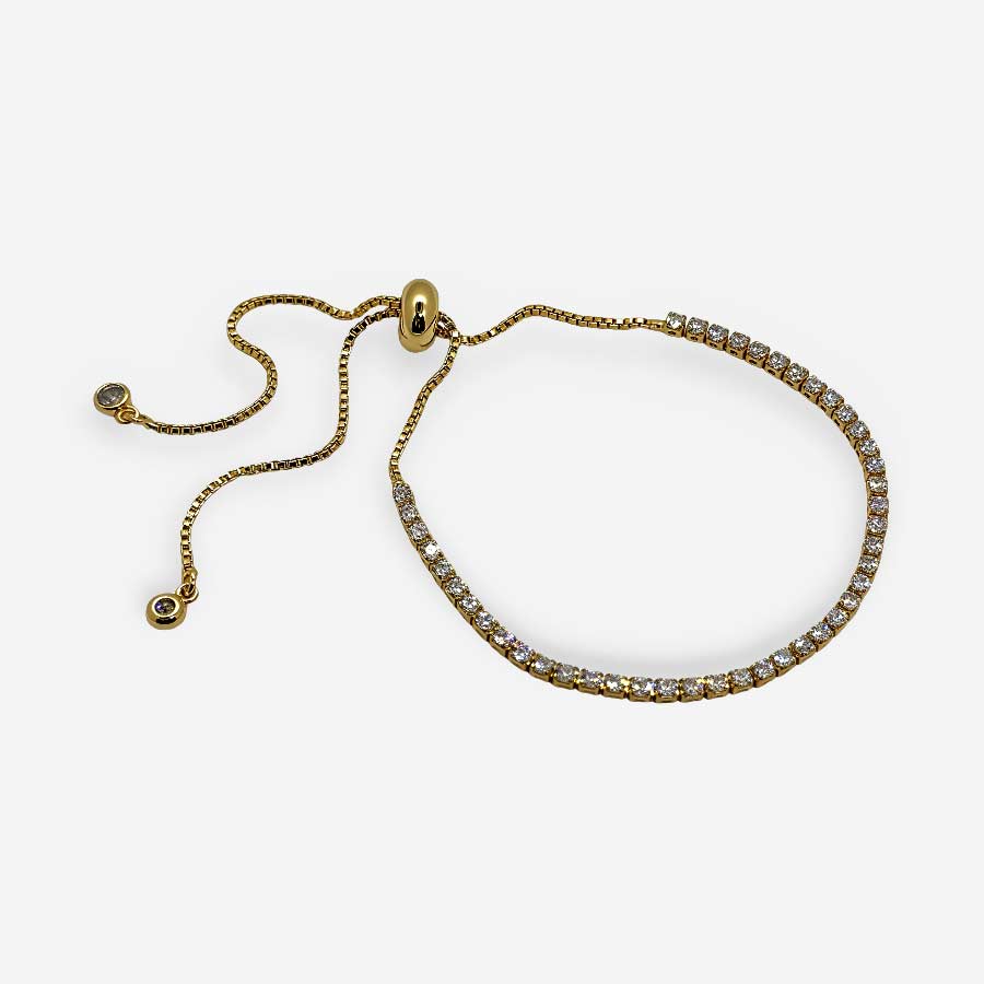 Pulsera ajustable tipo tenis con circonias blancas