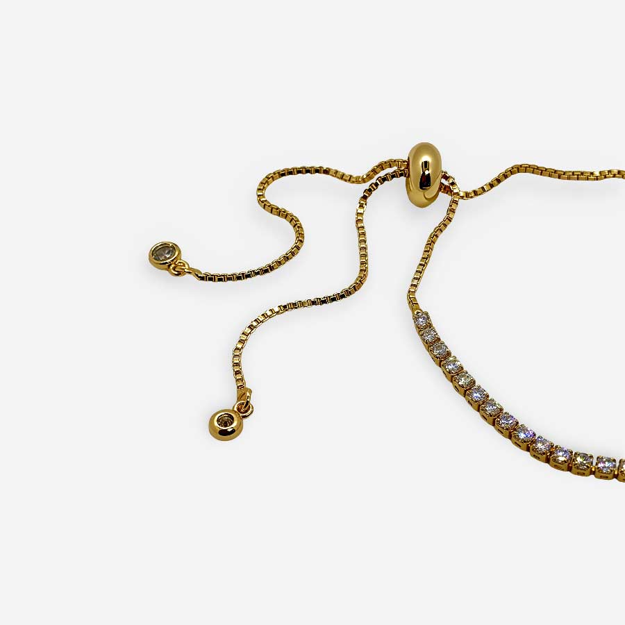 Pulsera dorada con circonias blancas y cierre graduable