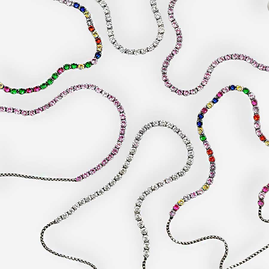 Pulsera Plateada Tenis de Circonias