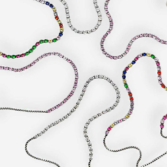 Pulsera Plateada Tenis de Circonias